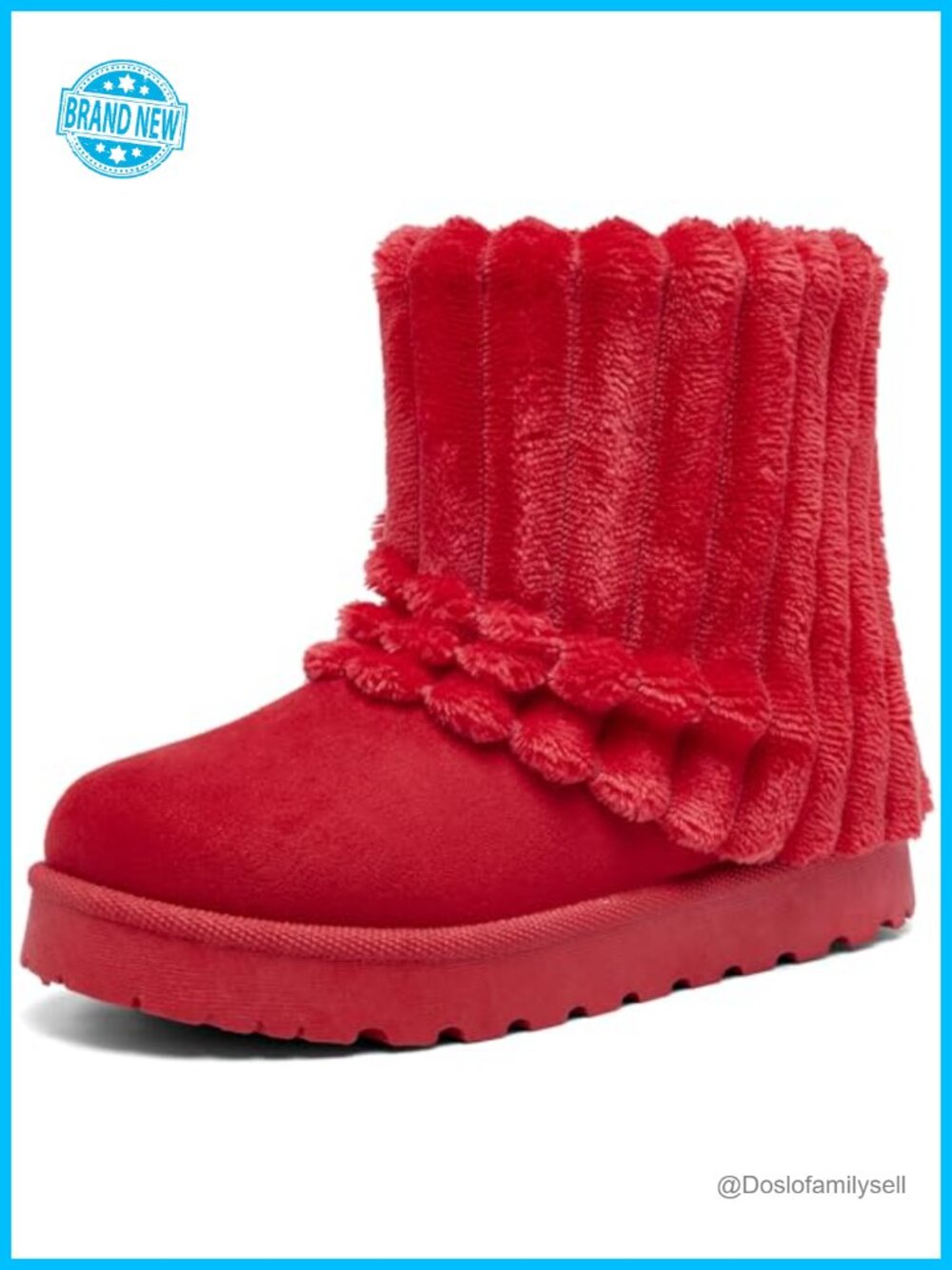 Platform Suede Ankle Snow Boots Faux Fur Lined Anti-Slip Pull On Winter